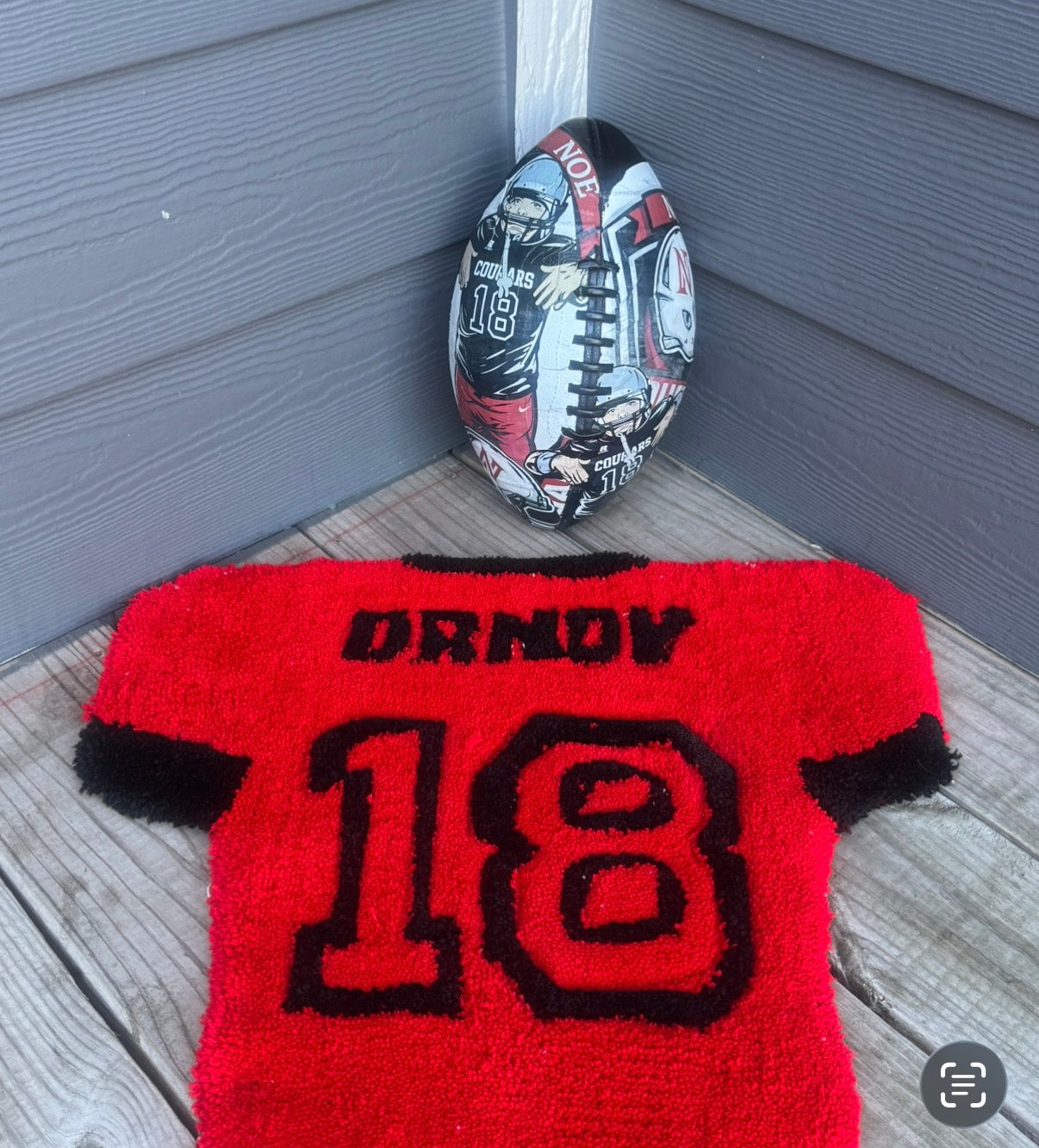 Custom Jersey Rug & Football Bundle – Personalized Tufted Sports Décor